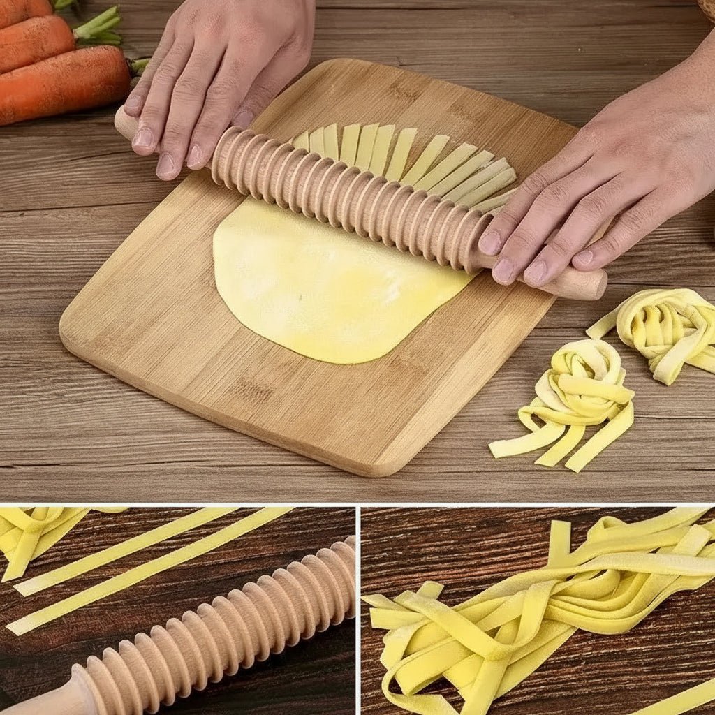 PastaCraft Traditional Pasta Board And Gnocchi Molding Set In Beech Wood
