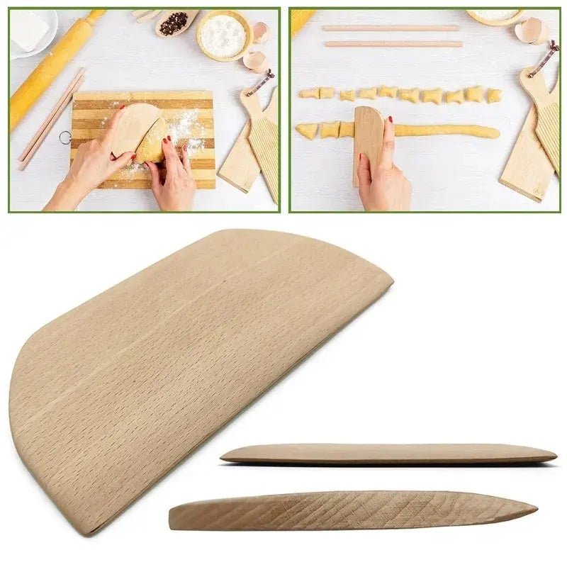 PastaCraft Traditional Pasta Board And Gnocchi Molding Set In Beech Wood