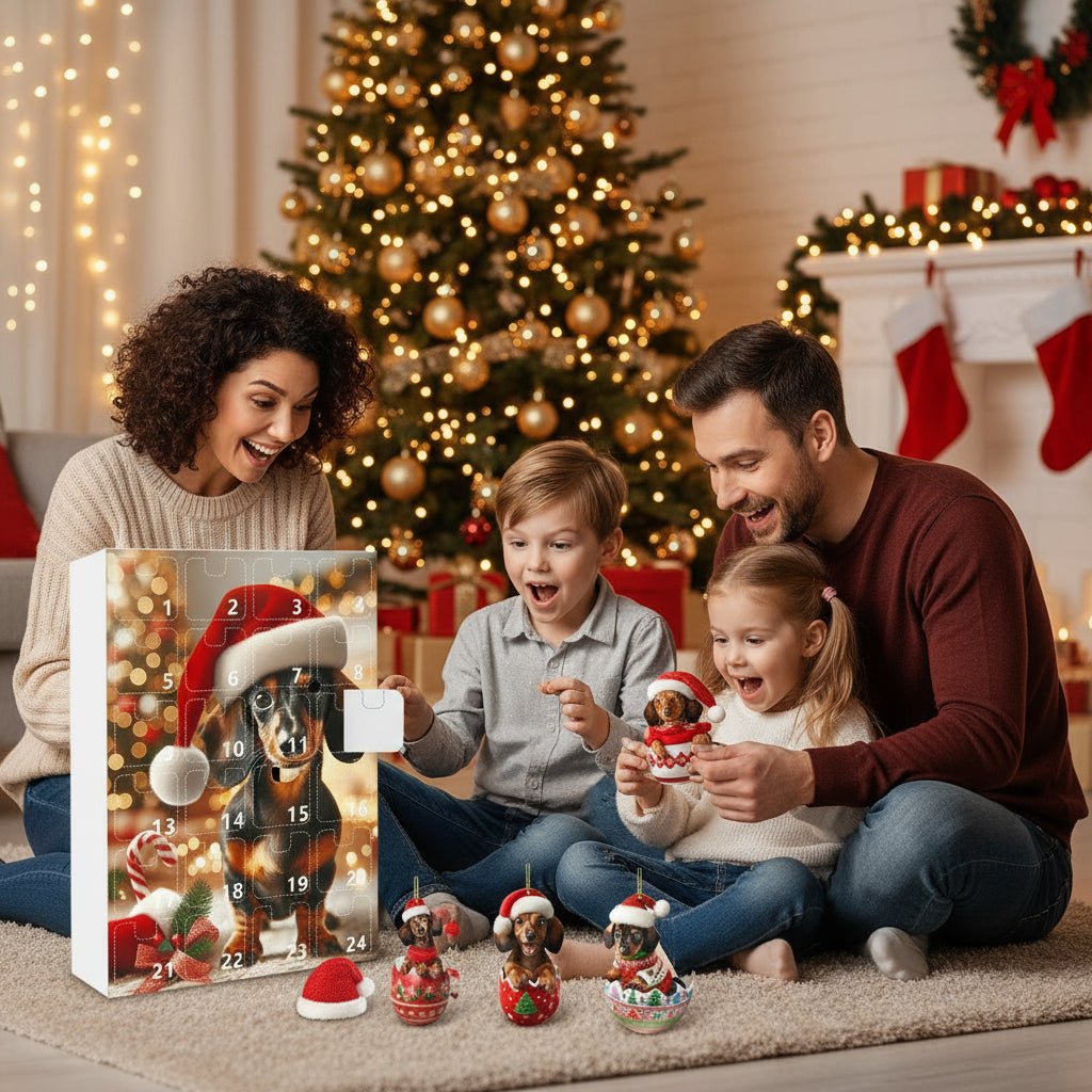 Adventní kalendář s motivem jezevčíka pro milovníky psů na 24 dní
