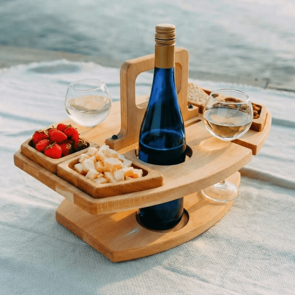 Pasture Table Wooden Picnic Table With Divided Compartments For Wine Moments