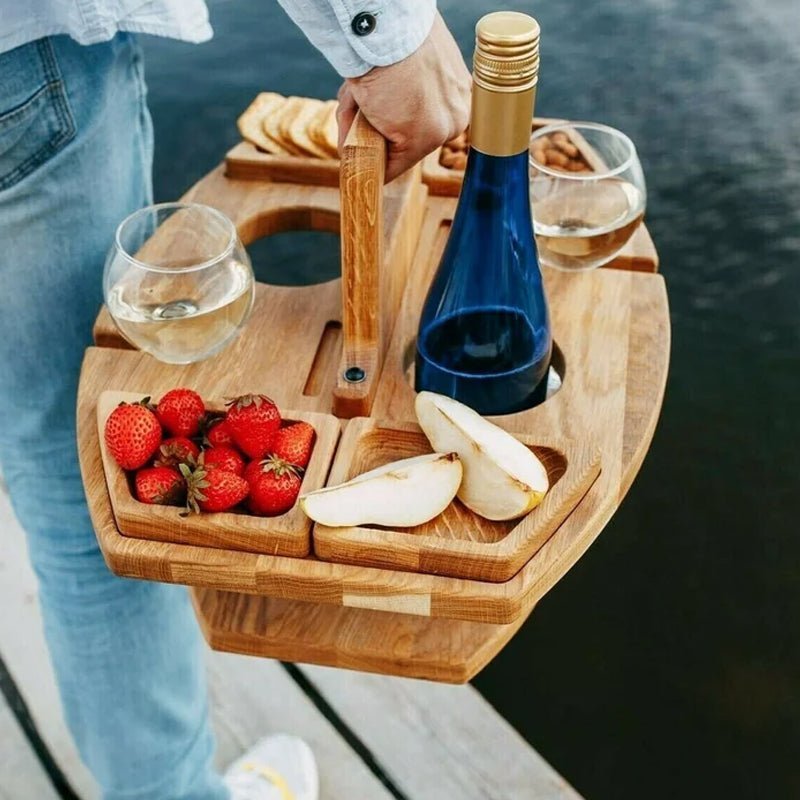 Pasture Table Wooden Picnic Table With Divided Compartments For Wine Moments