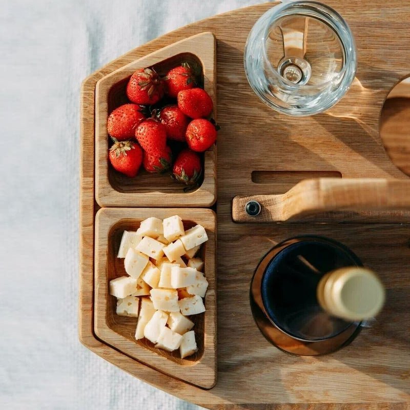 Pasture Table Wooden Picnic Table With Divided Compartments For Wine Moments