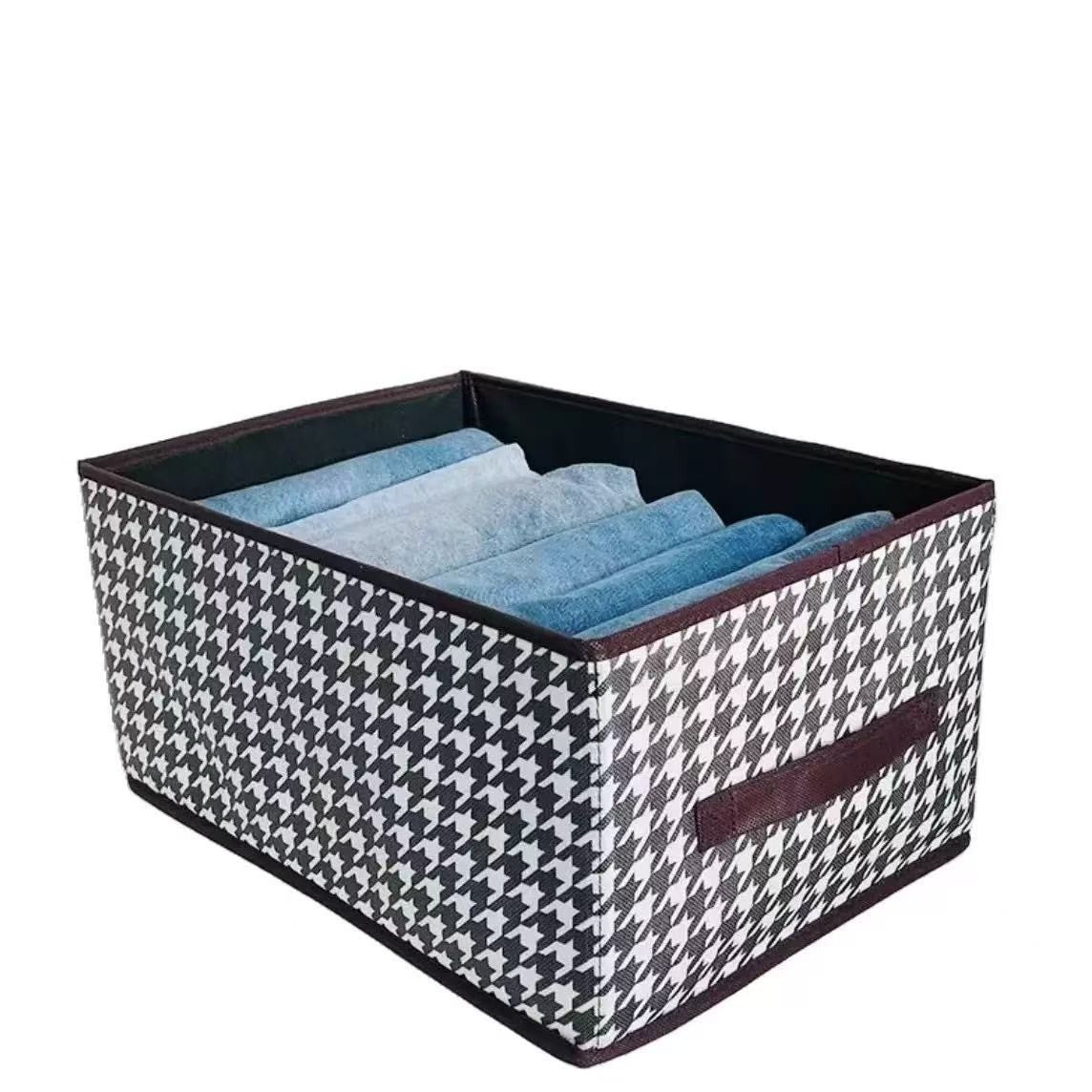 LuxeStow Houndstooth Pattern Storage Box For Stylish Home Organization