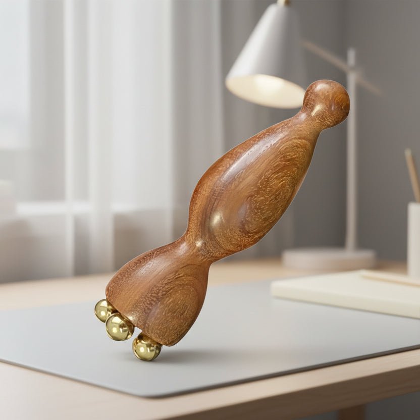 LumaPod Seedpod Gua Sha Massager Brass And Rosewood Facial Lifting Tool