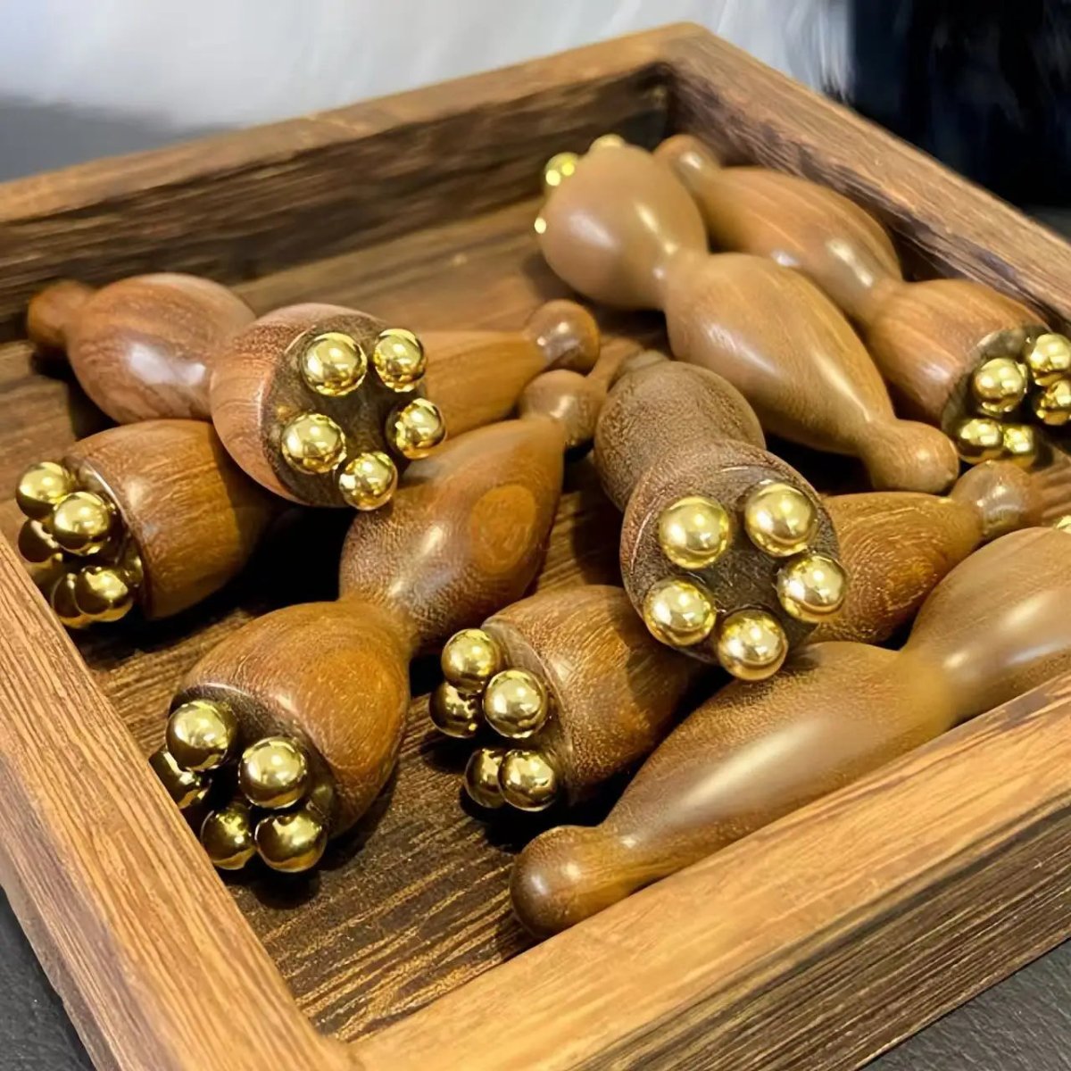 LumaPod Seedpod Gua Sha Massager Brass And Rosewood Facial Lifting Tool