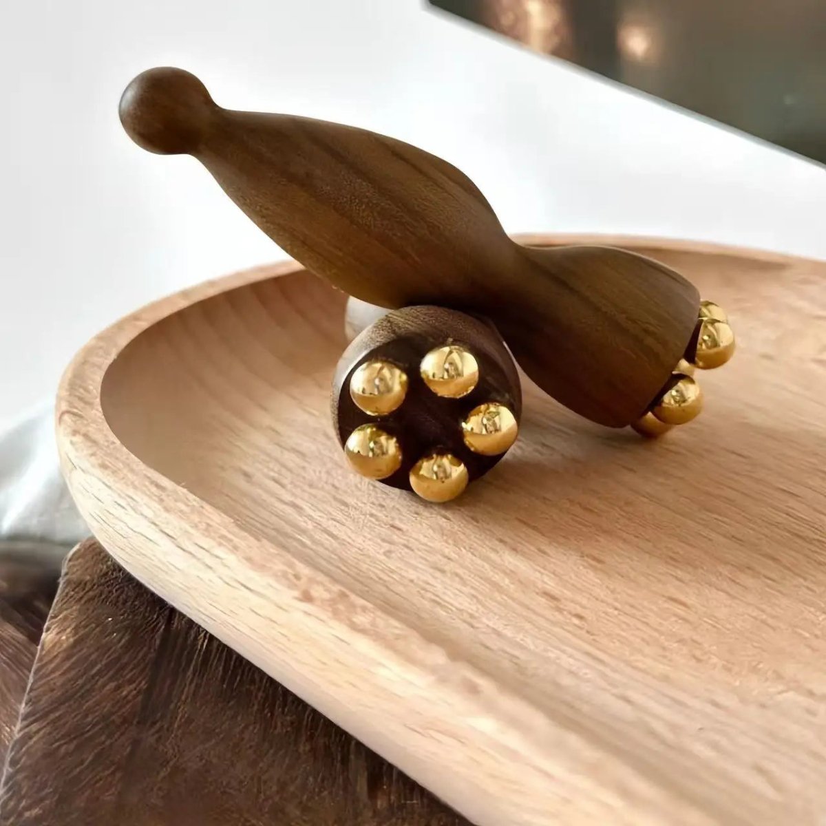 LumaPod Seedpod Gua Sha Massager Brass And Rosewood Facial Lifting Tool