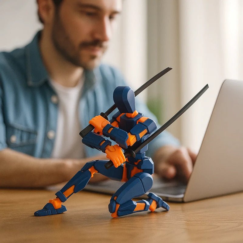 PulseForge Mech Figure: 3D Action Figure With Dynamic Posing And Multi-Joint