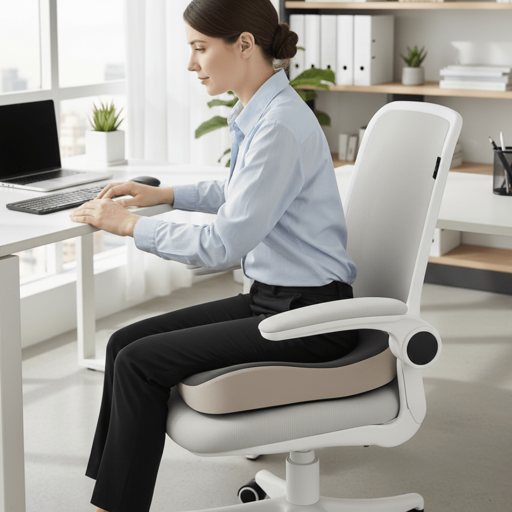 PeakEase Office Seat Cushion With Memory Foam Lumbar Support