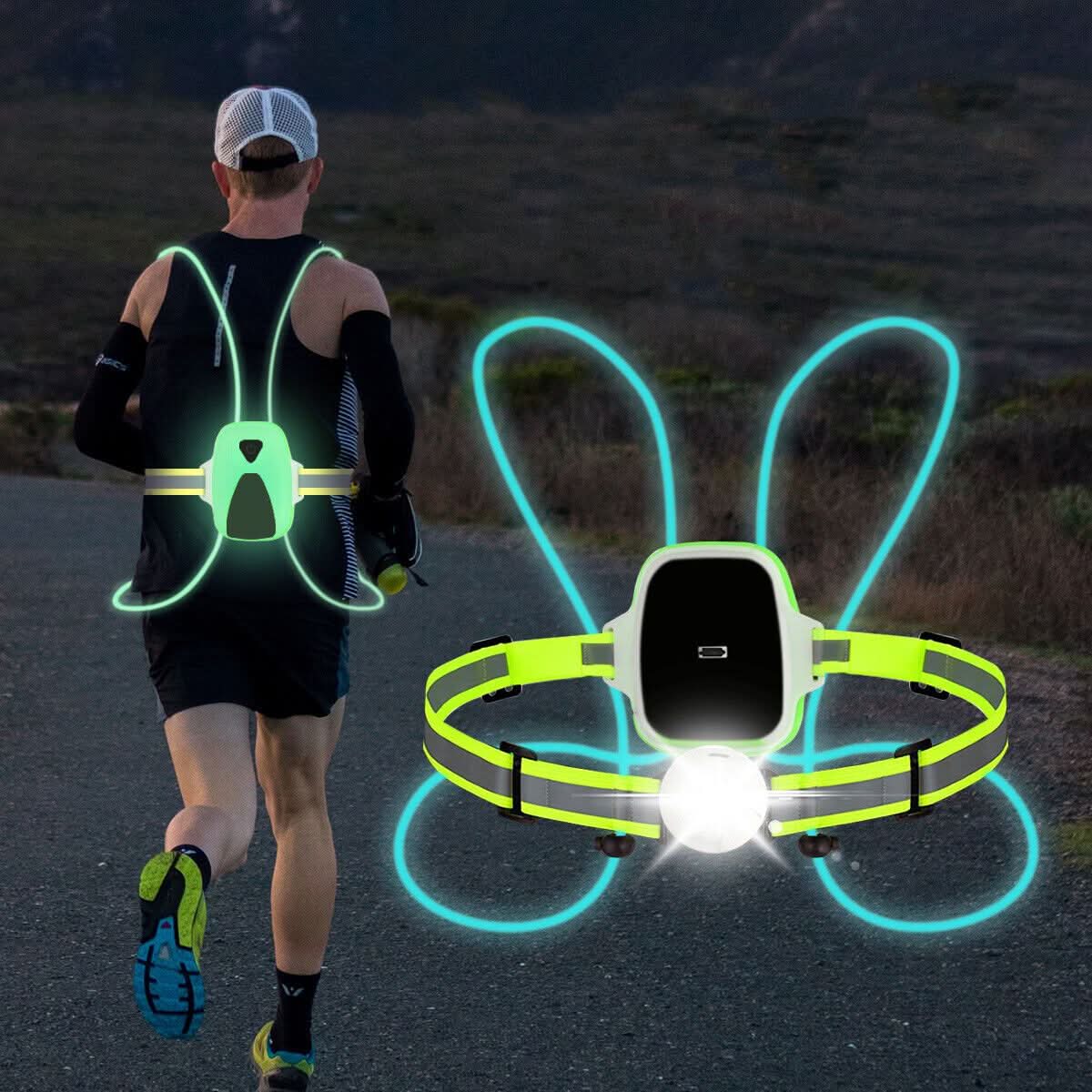 Colete de Segurança LED LumaGuard Ajustável e Luminoso para Corrida e Atividades ao Ar Livre