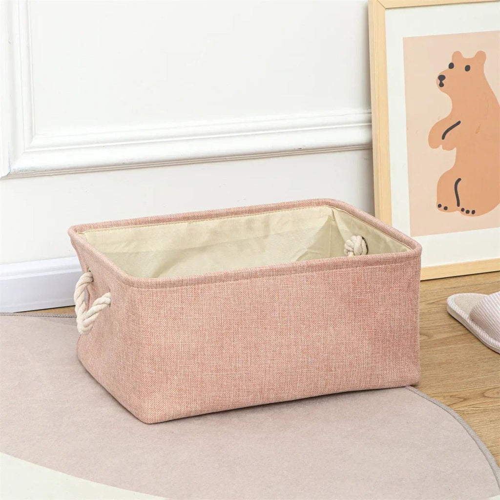 GreenNest Linen Fabric Storage Basket Eco Friendly For Bedroom And Living Room