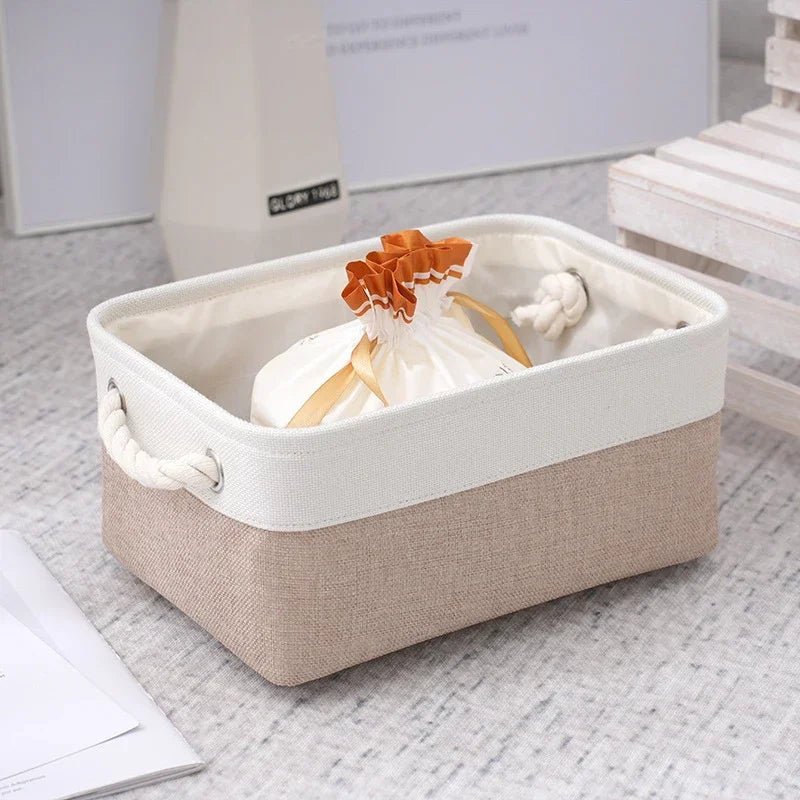GreenNest Linen Fabric Storage Basket Eco Friendly For Bedroom And Living Room