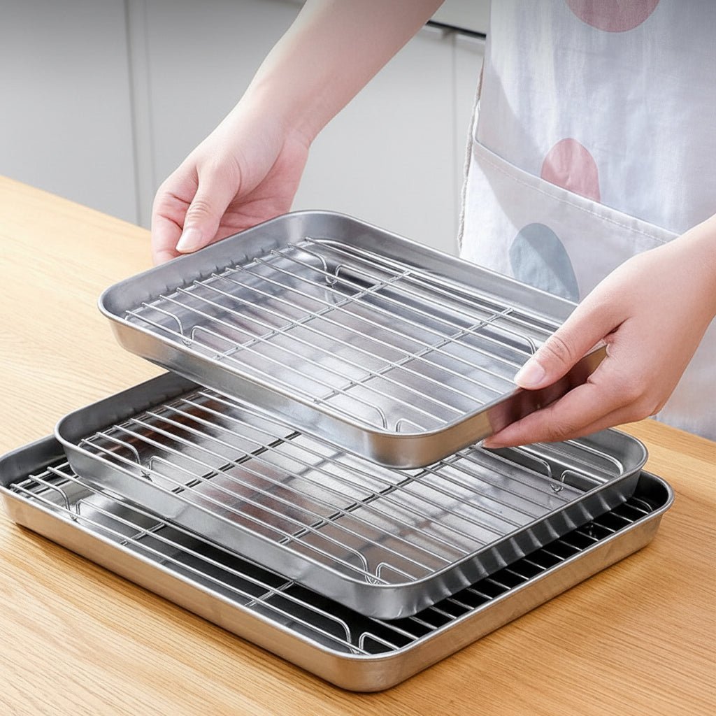 CrispNest Premium Stainless Steel Baking Pan Set for Effortless Cooking