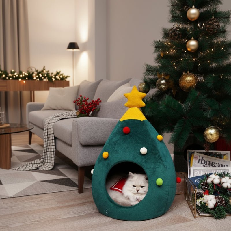 HollyNest Juletræ Kattekurv til en Hyggelig Vinteroplevelse