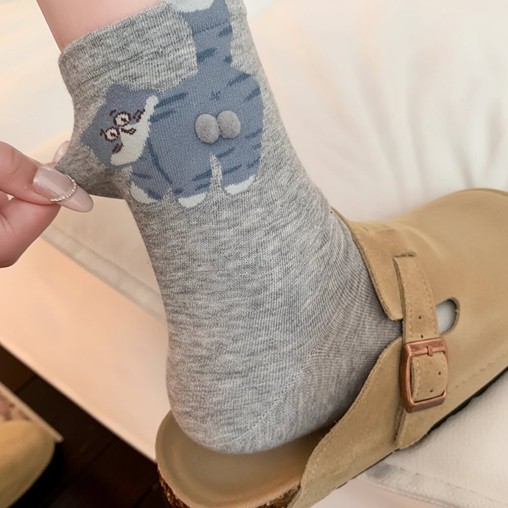 WhiskerWalk Cozy Cat-Themed Mid-Tube Socks, Soft and Breathable for All-Day Comfort