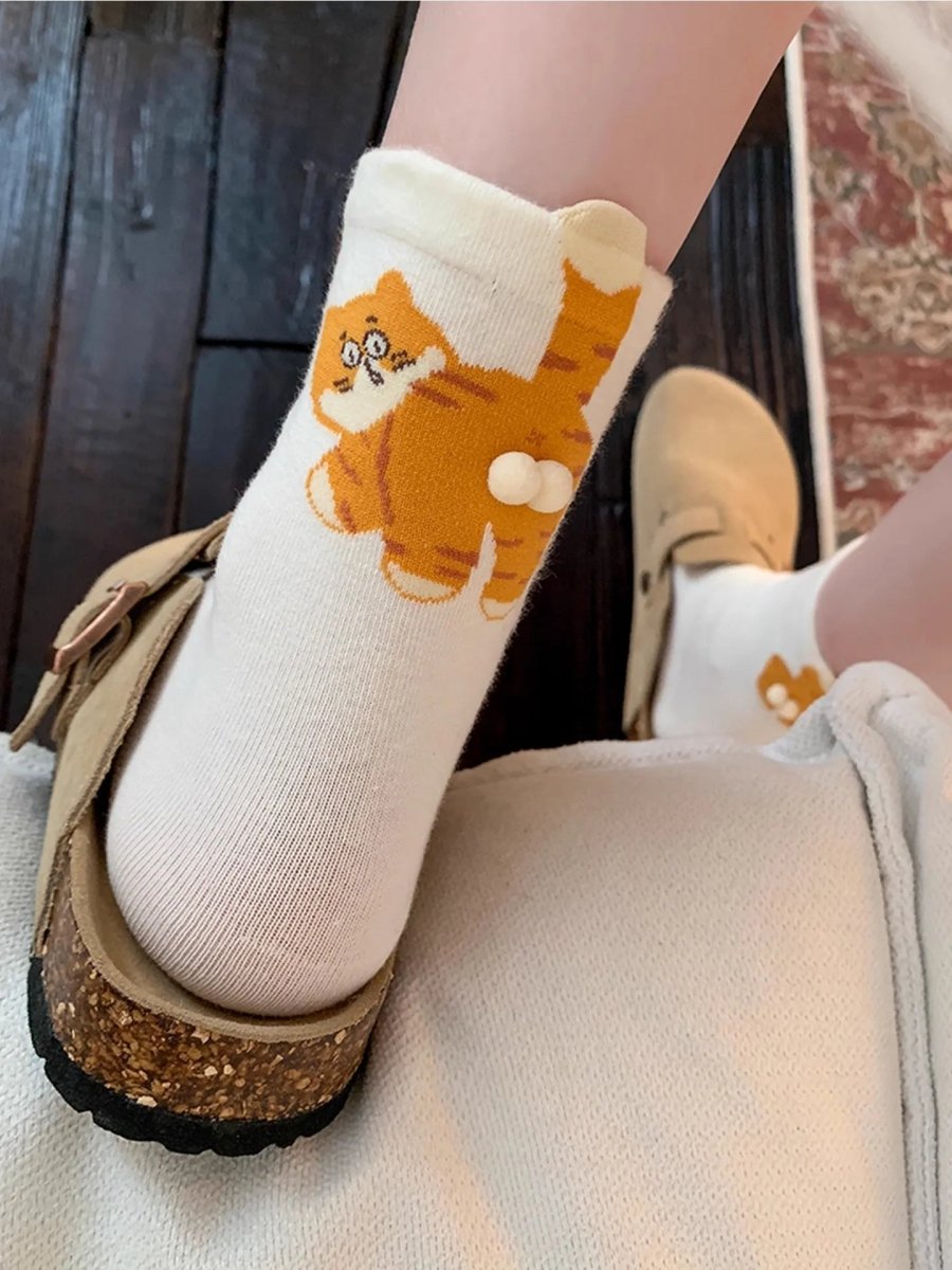 WhiskerWalk Cozy Cat-Themed Mid-Tube Socks, Soft and Breathable for All-Day Comfort