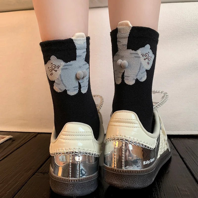 WhiskerWalk Cozy Cat-Themed Mid-Tube Socks, Soft and Breathable for All-Day Comfort