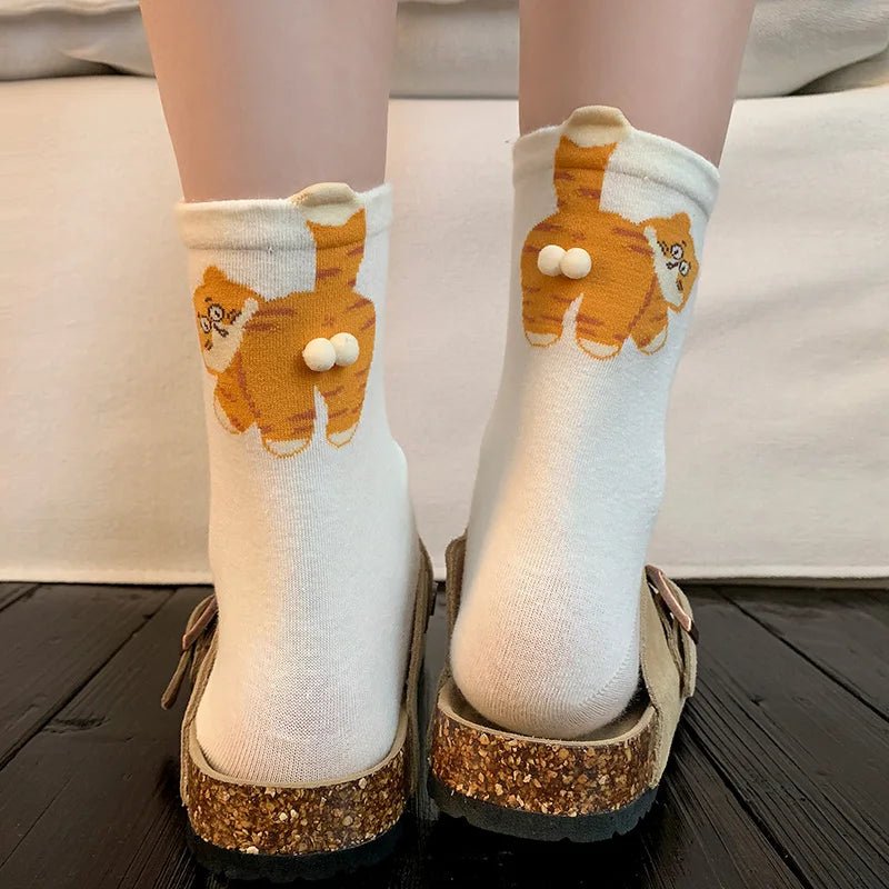 WhiskerWalk Cozy Cat-Themed Mid-Tube Socks, Soft and Breathable for All-Day Comfort