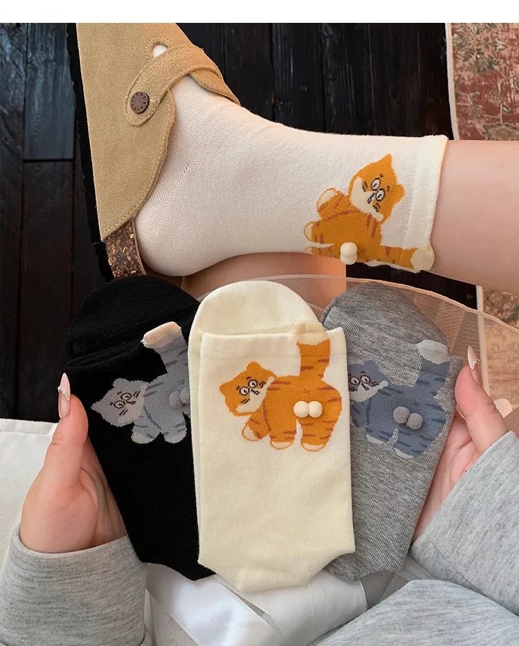 WhiskerWalk Cozy Cat-Themed Mid-Tube Socks, Soft and Breathable for All-Day Comfort