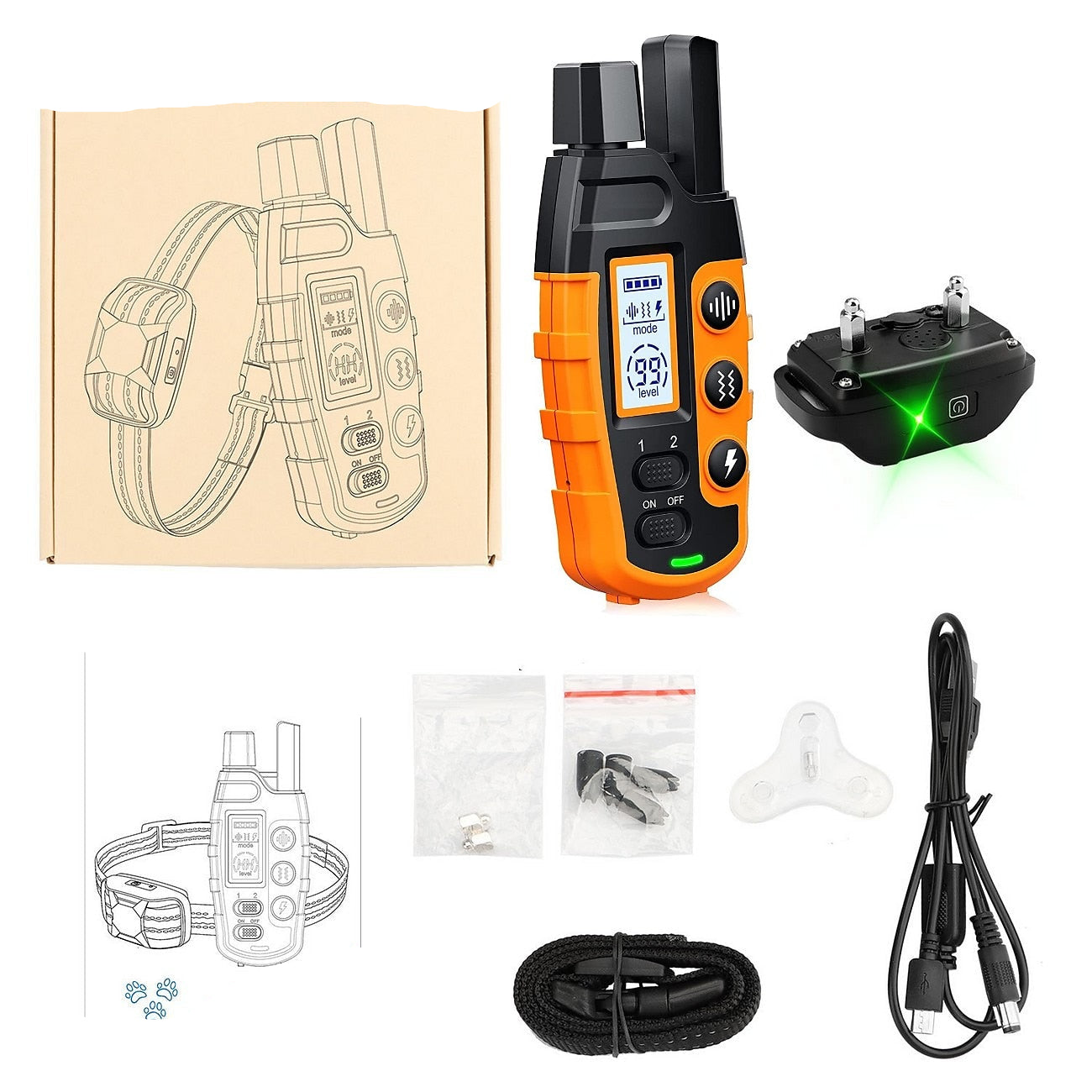 Remote Training Collar With 1000m Range For All Dog Sizes, Waterproof And Rechargeable