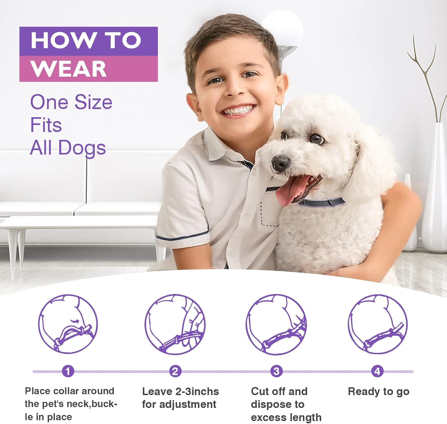 Three-Pack Dog Calming Collar With Pheromone For Anxiety Relief