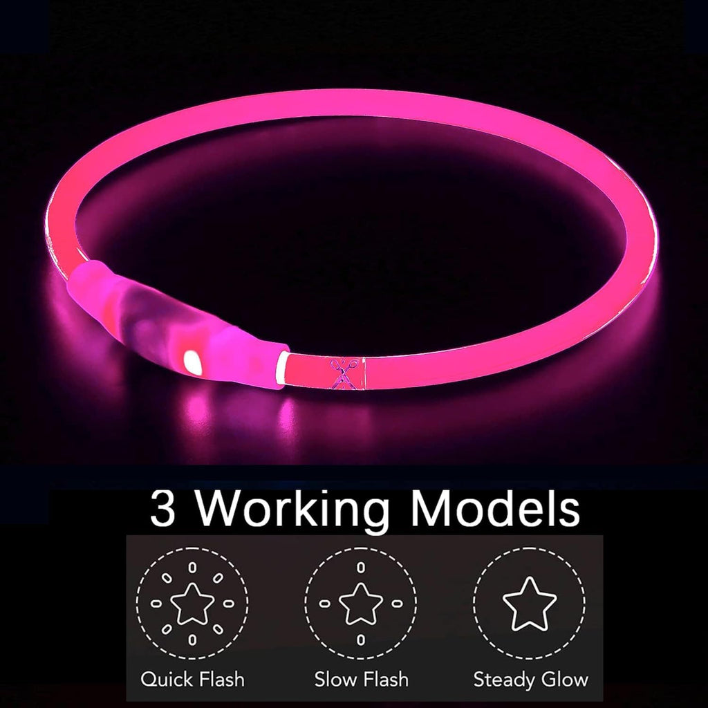 Rechargeable Lighted Dog Collar For Nighttime Walking And Safety