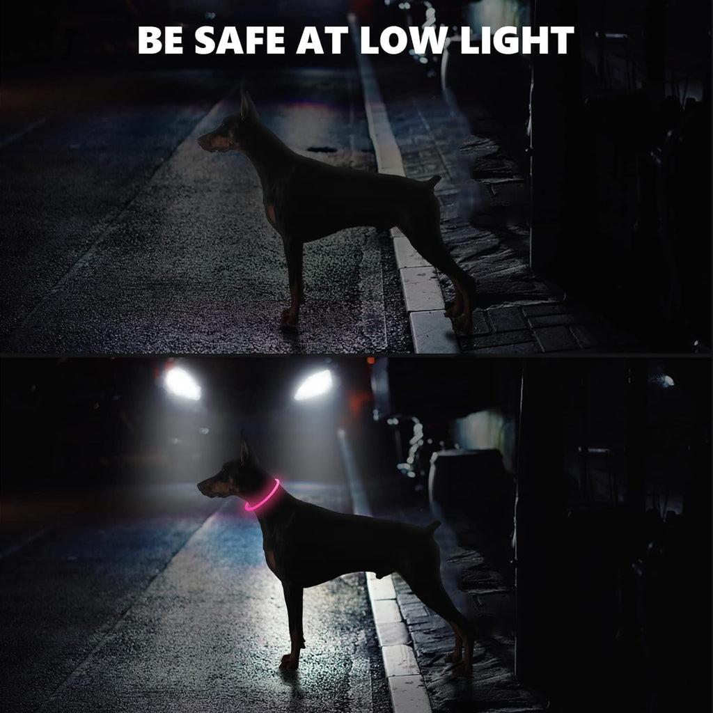 Rechargeable Lighted Dog Collar For Nighttime Walking And Safety