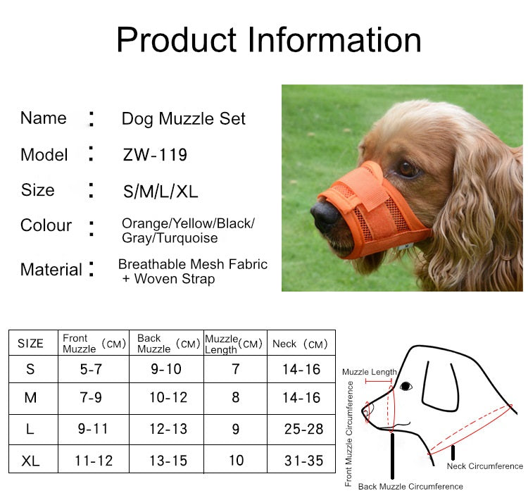 Colourful Breathable Dog Muzzle For Everyday Outdoor Use