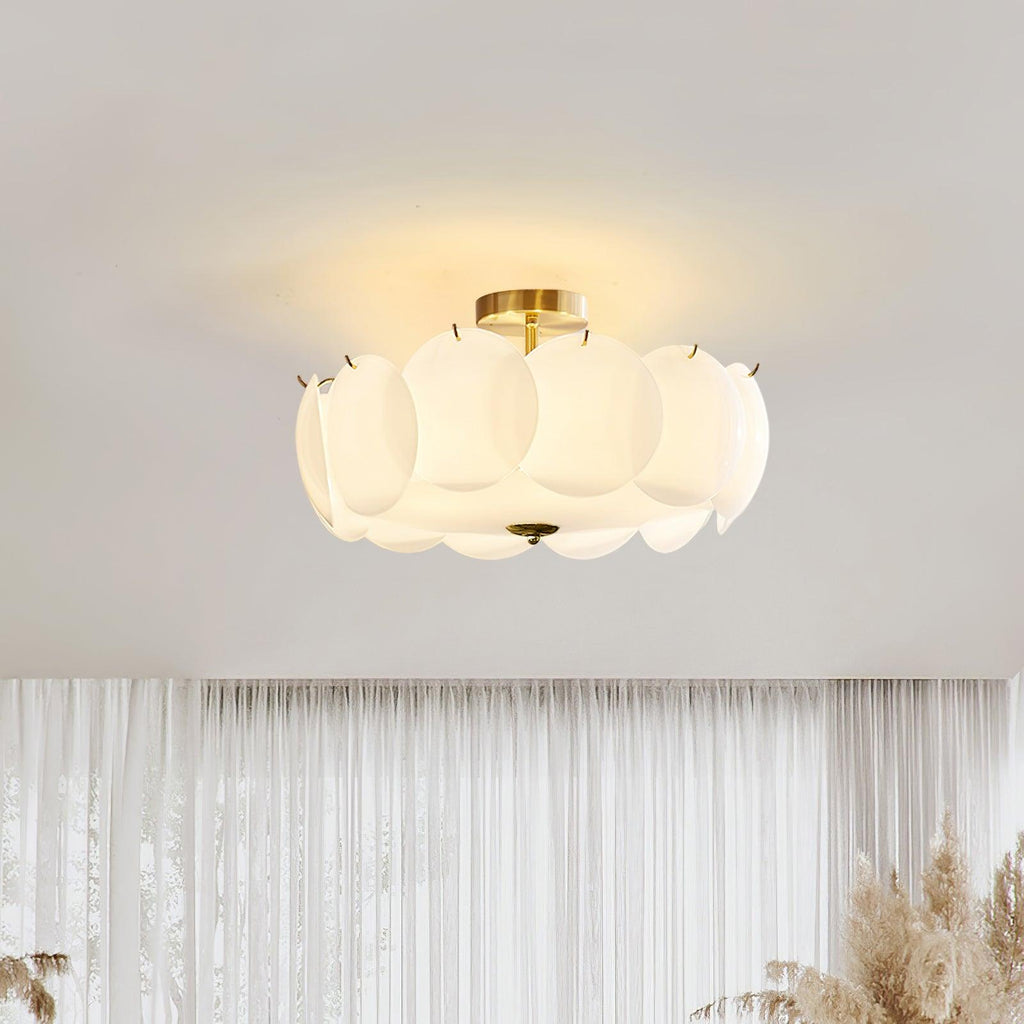 Copper Glass Disc Chandelier With E14 Socket For Living Or Dining Room Ø40/50/60cm