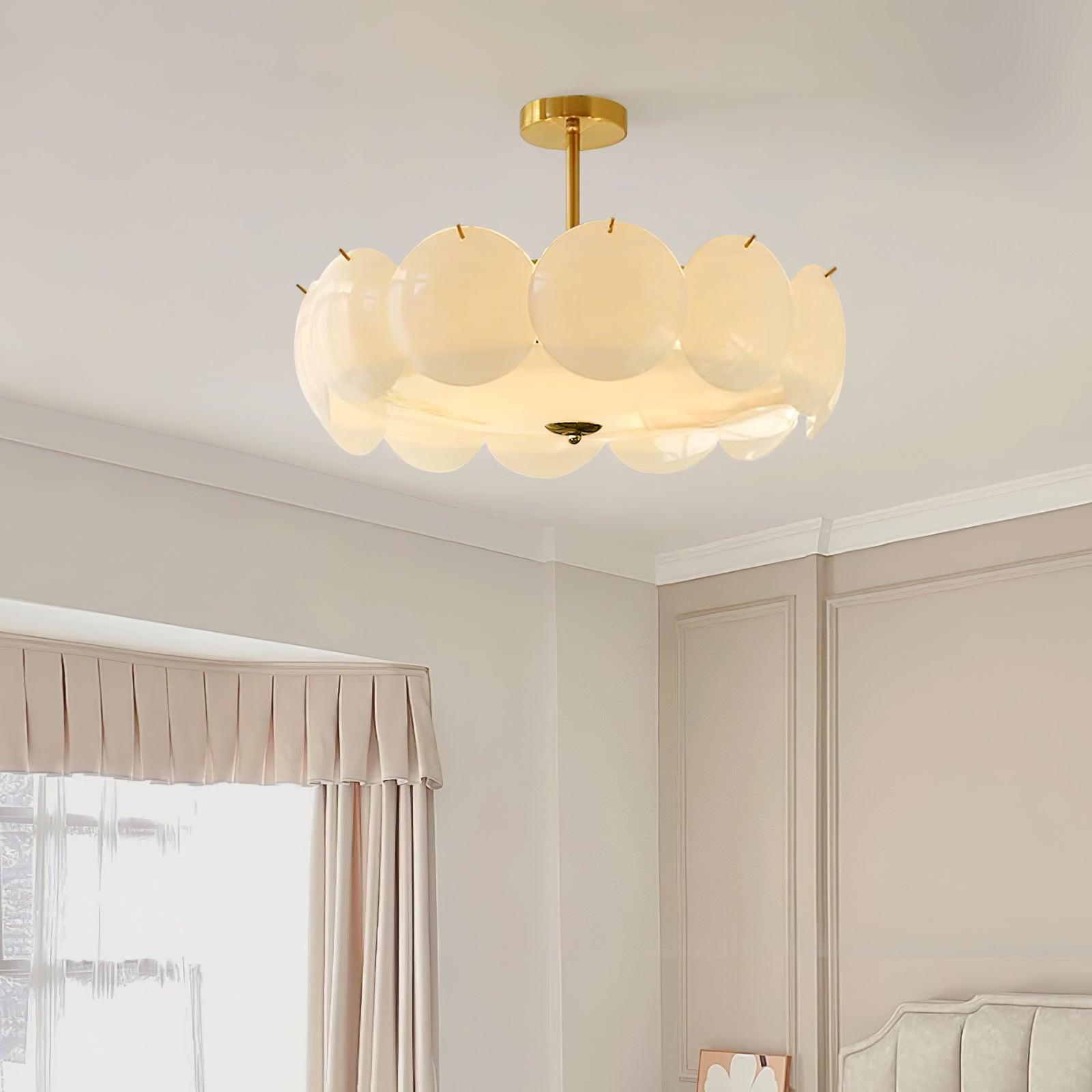 Copper Glass Disc Chandelier With E14 Socket For Living Or Dining Room Ø40/50/60cm