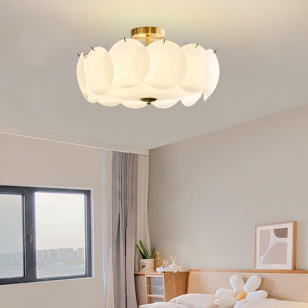 Copper Glass Disc Chandelier With E14 Socket For Living Or Dining Room Ø40/50/60cm