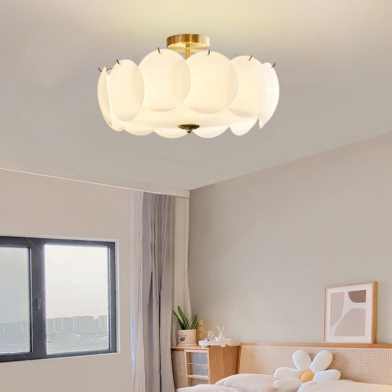 Copper Glass Disc Chandelier With E14 Socket For Living Or Dining Room Ø40/50/60cm