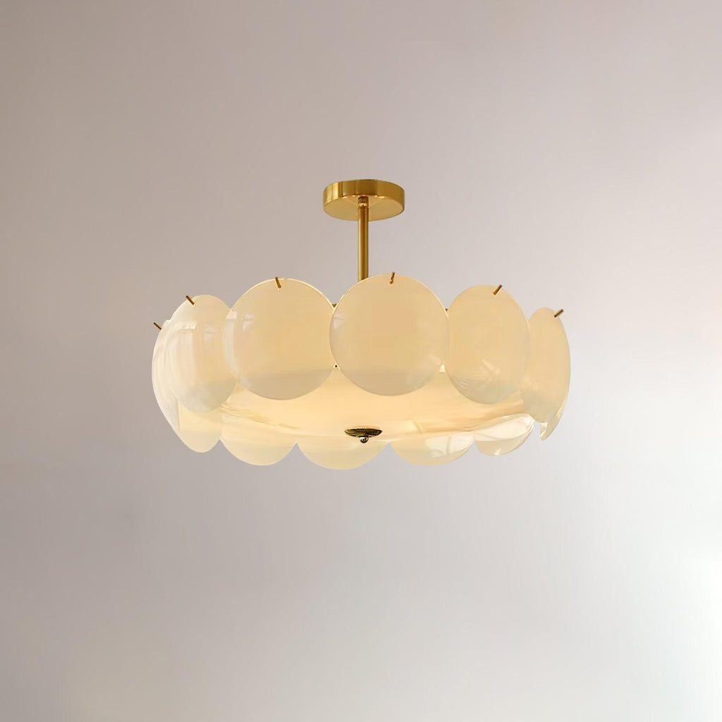 Copper Glass Disc Chandelier With E14 Socket For Living Or Dining Room Ø40/50/60cm