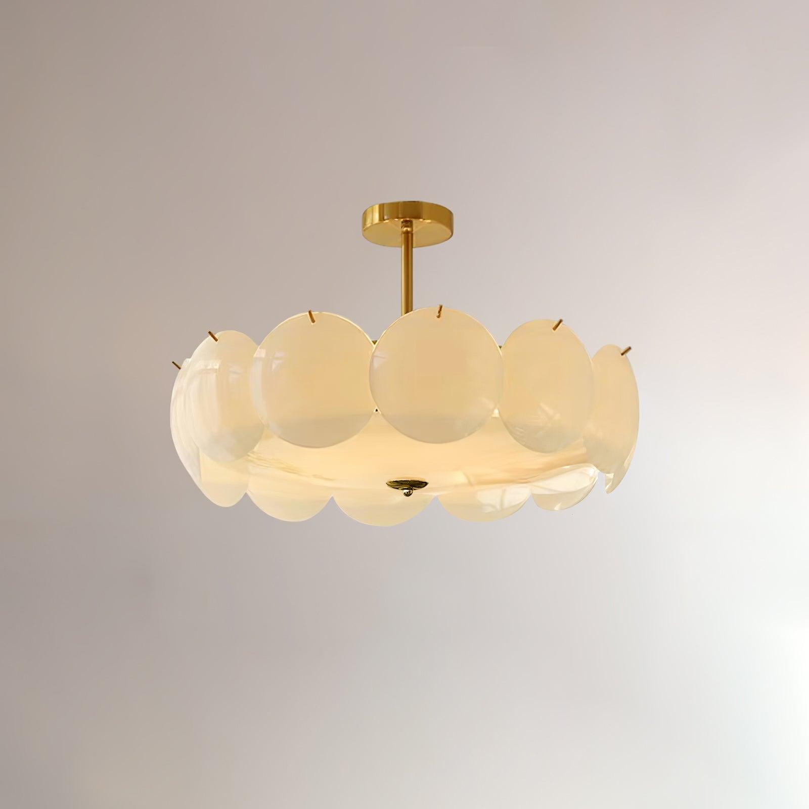 Copper Glass Disc Chandelier With E14 Socket For Living Or Dining Room Ø40/50/60cm