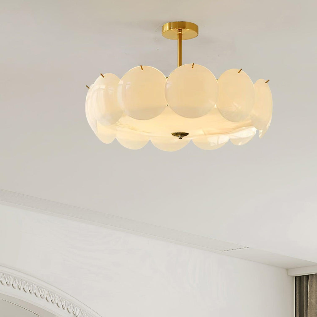 Copper Glass Disc Chandelier With E14 Socket For Living Or Dining Room Ø40/50/60cm