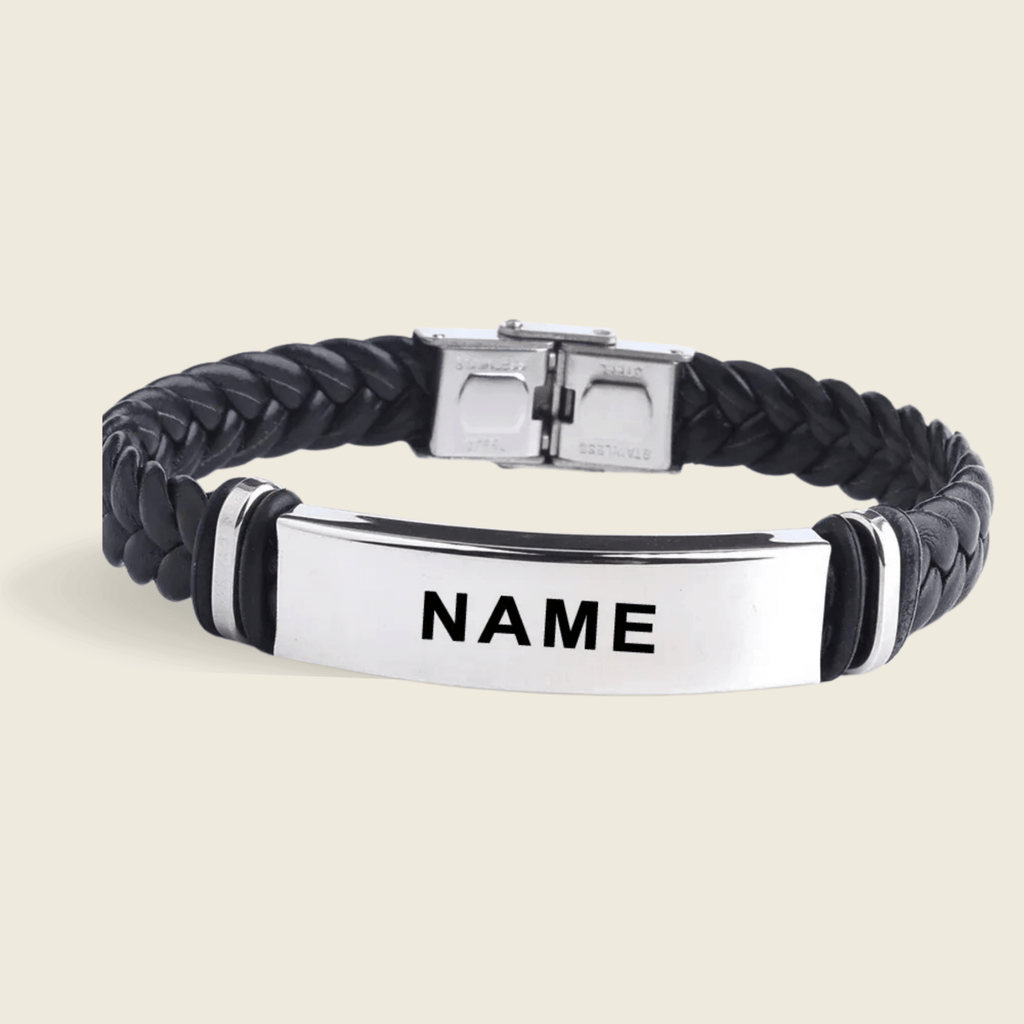 AstraLine Leder- und Edelstahl-Gravur-ID-Armband