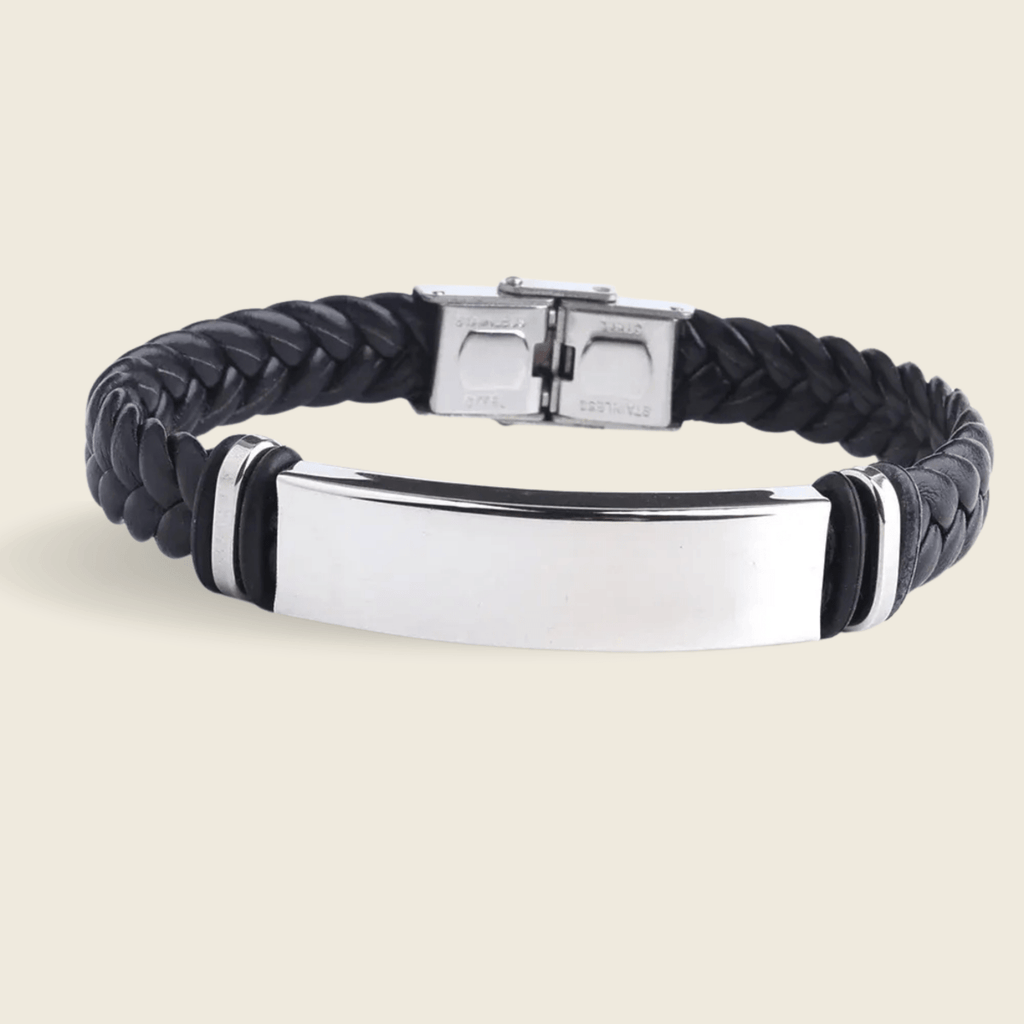AstraLine Leder- und Edelstahl-Gravur-ID-Armband