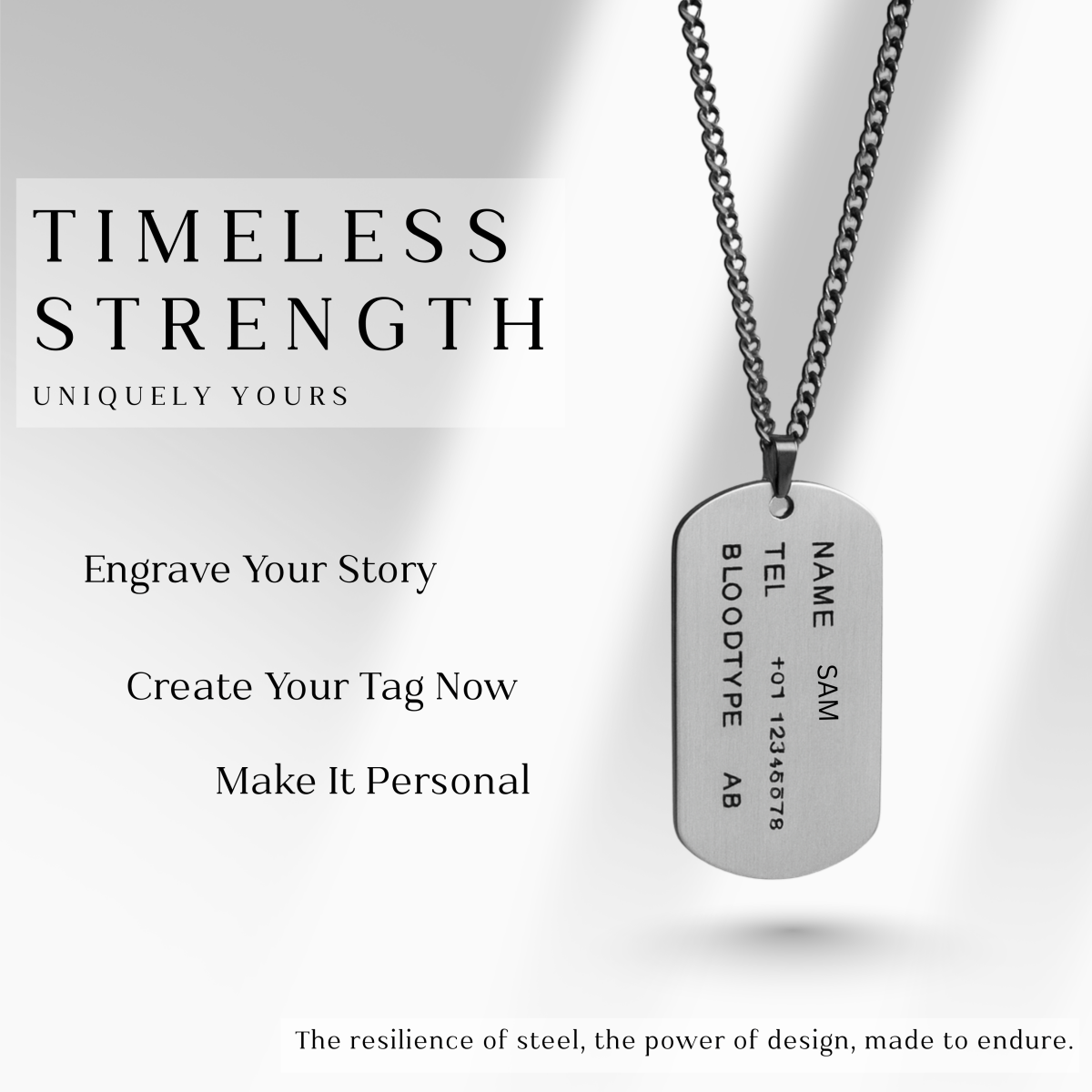 AstraForge Stainless Steel Dog Tag Necklace With Engraving For Men