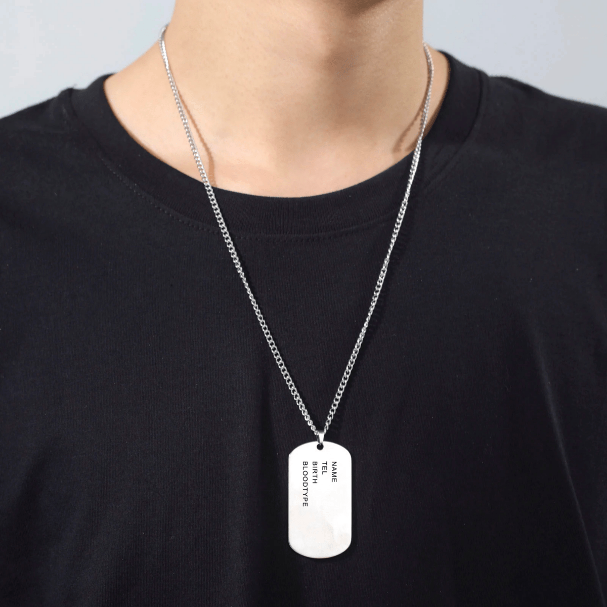 AstraForge Stainless Steel Dog Tag Necklace With Engraving For Men