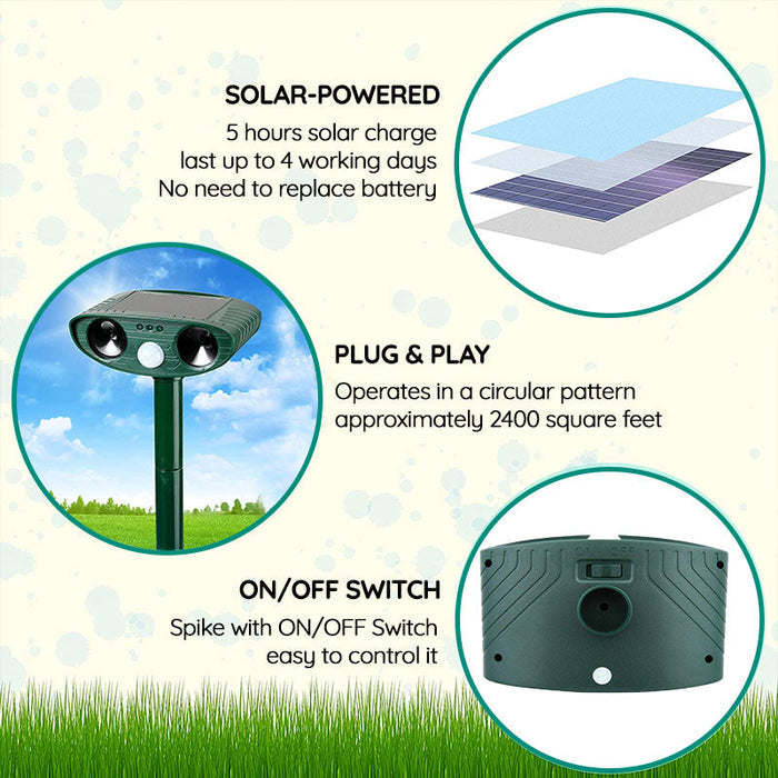 Solar-Powered Infrared Animal Pest Repeller For Gardens And Yards