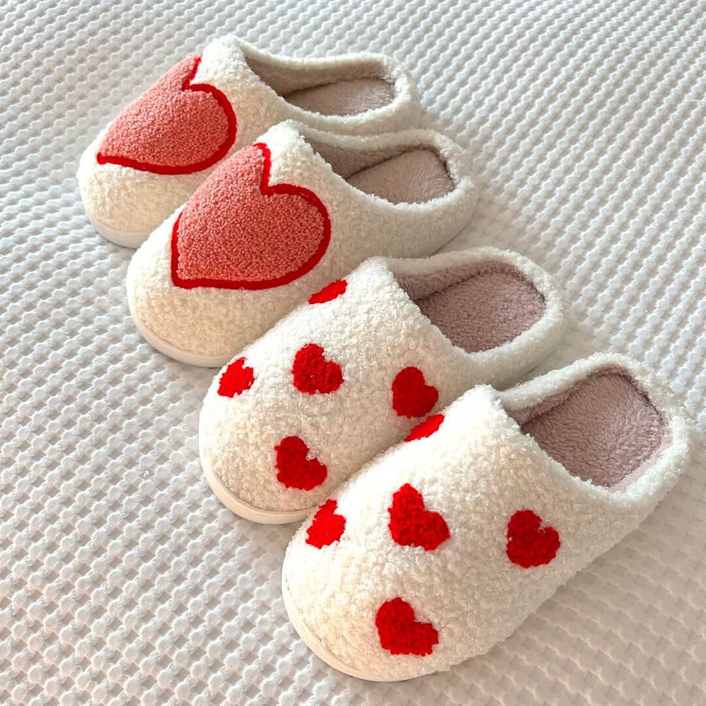 Heartfelt Plush Slippers For Women With Cozy Heart Design For Everyday Comfort