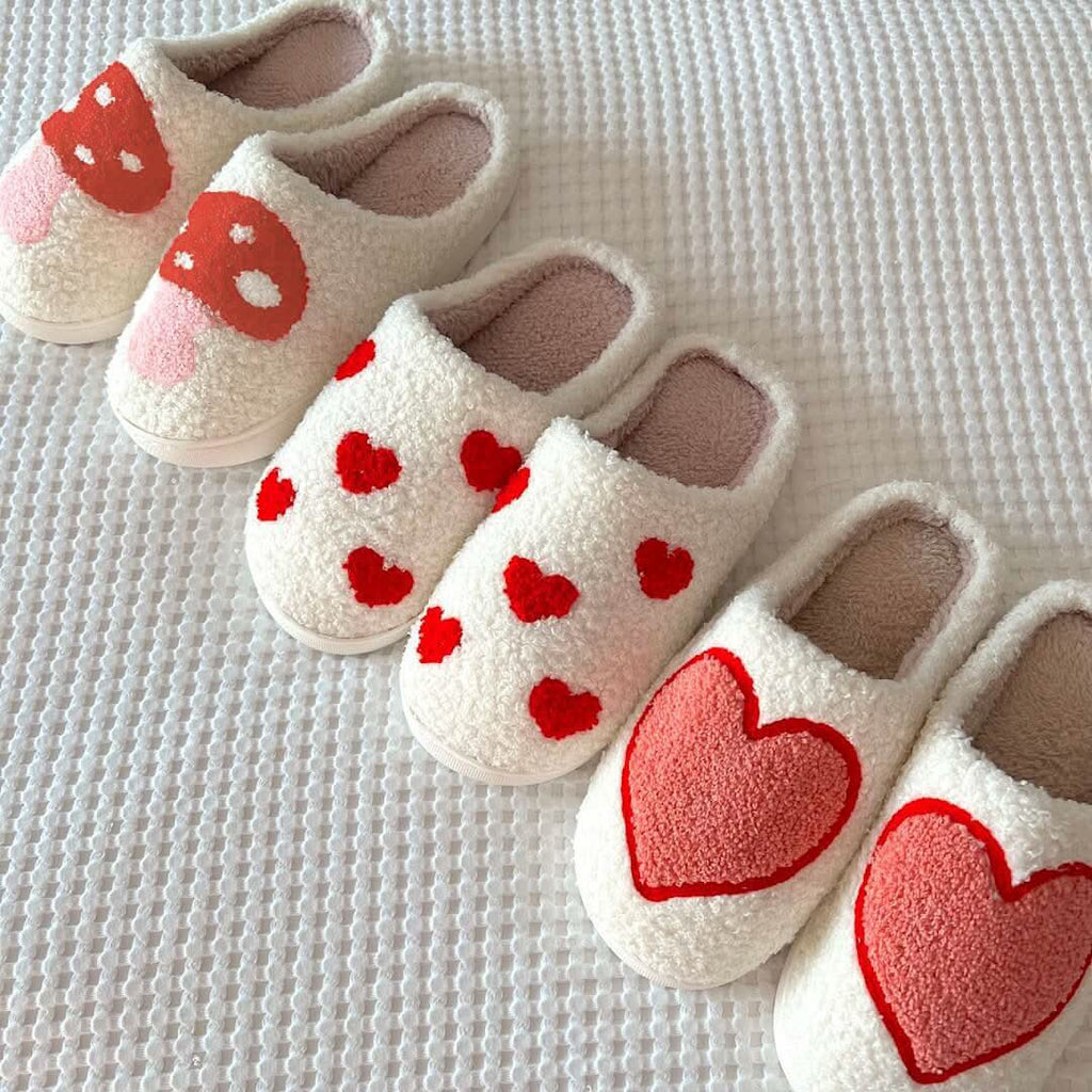 Heartfelt Plush Slippers For Women With Cozy Heart Design For Everyday Comfort