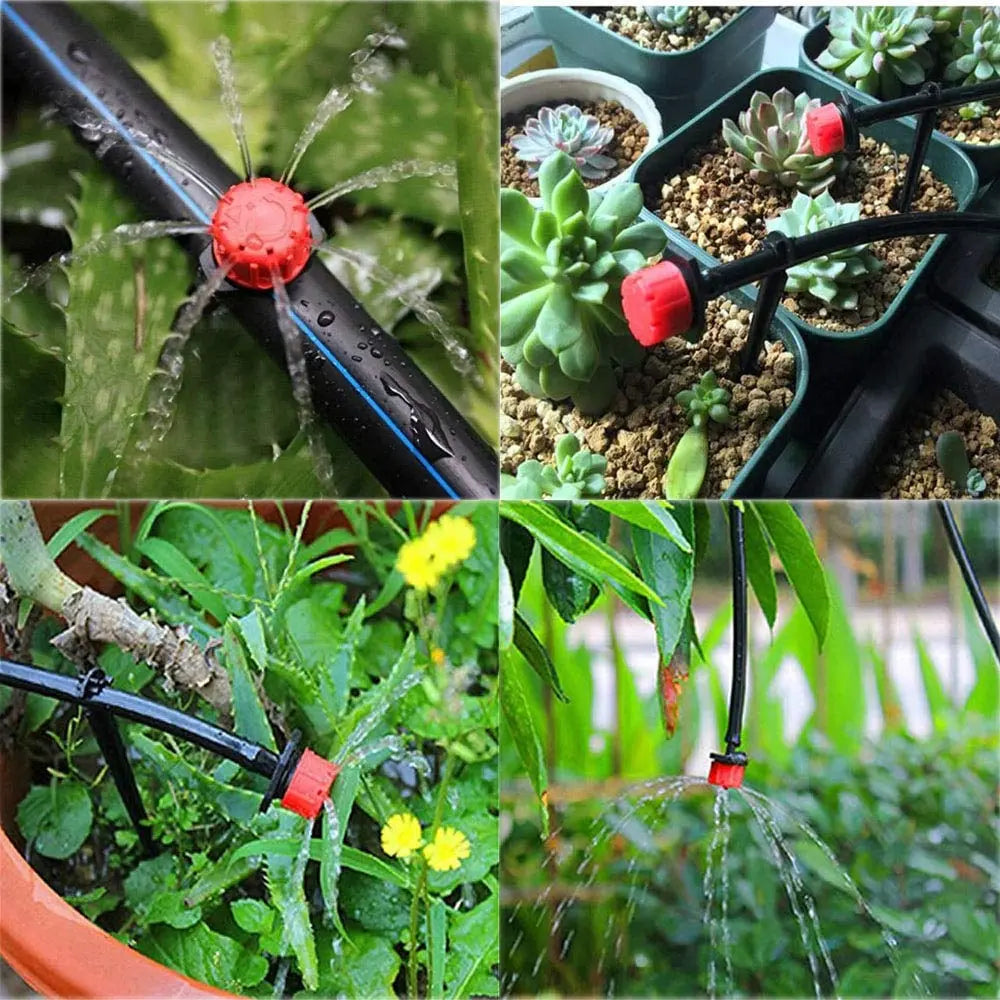 100 piezas de goteros ajustables 360 grados para riego por goteo, manguera de 4 mm/7 mm