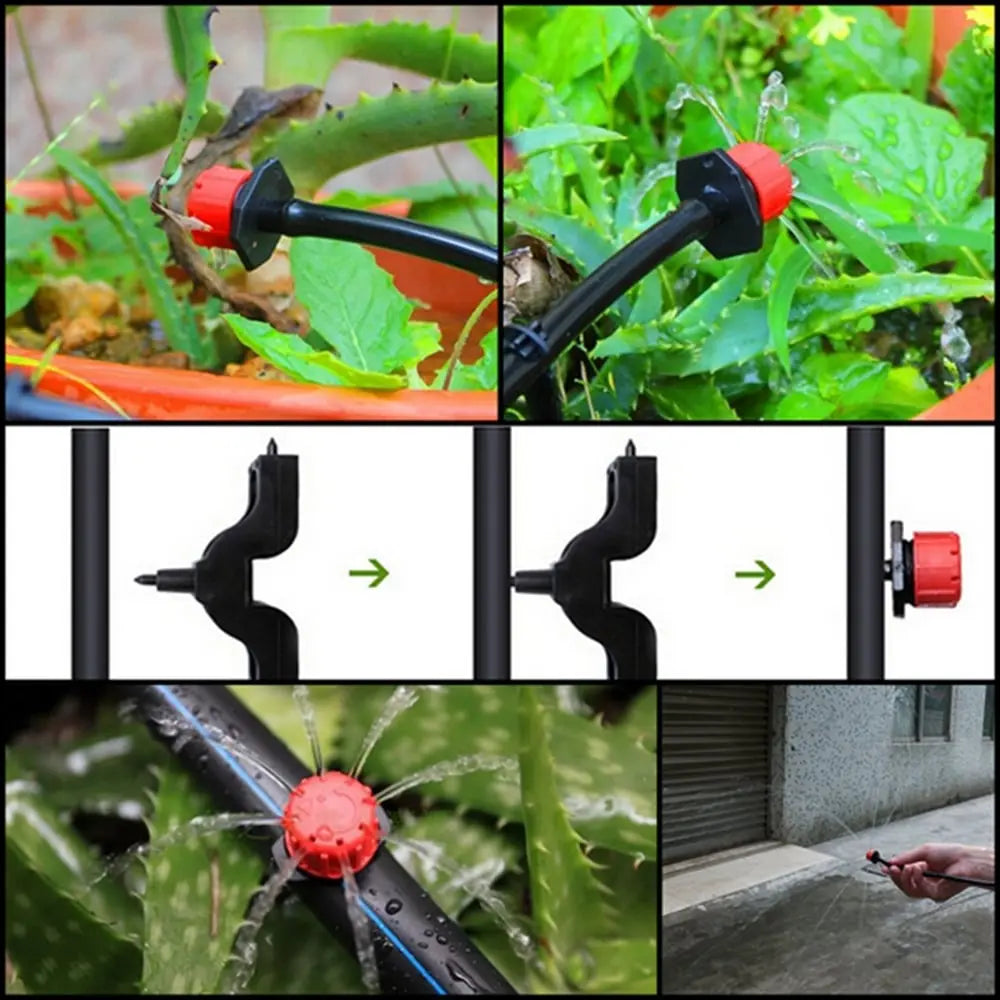 100 piezas de goteros ajustables 360 grados para riego por goteo, manguera de 4 mm/7 mm