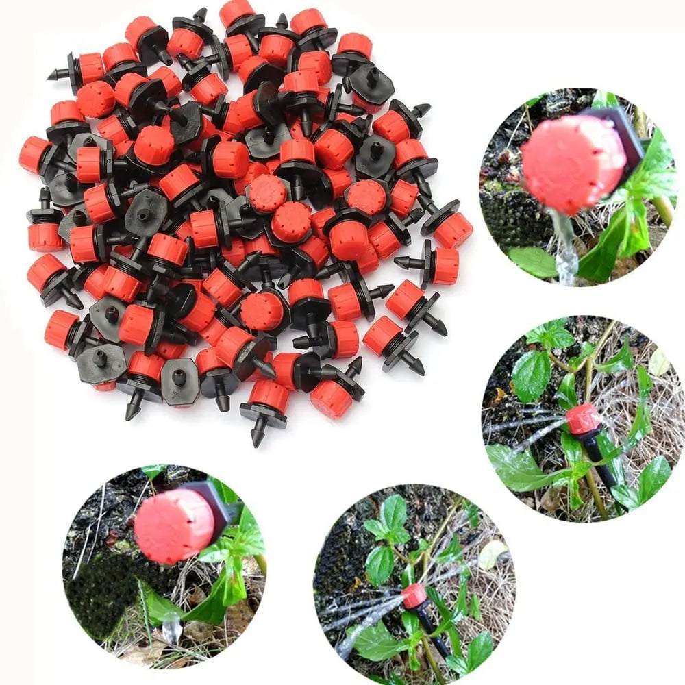 100 piezas de goteros ajustables 360 grados para riego por goteo, manguera de 4 mm/7 mm