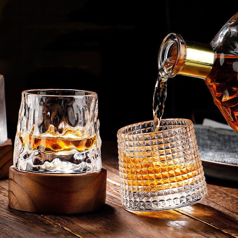 Rotating Crystal Whiskey Glass Set