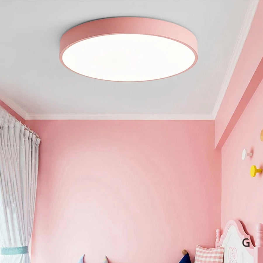 Aelora Nordic Wood Round Ceiling Light Featuring Warm Glow