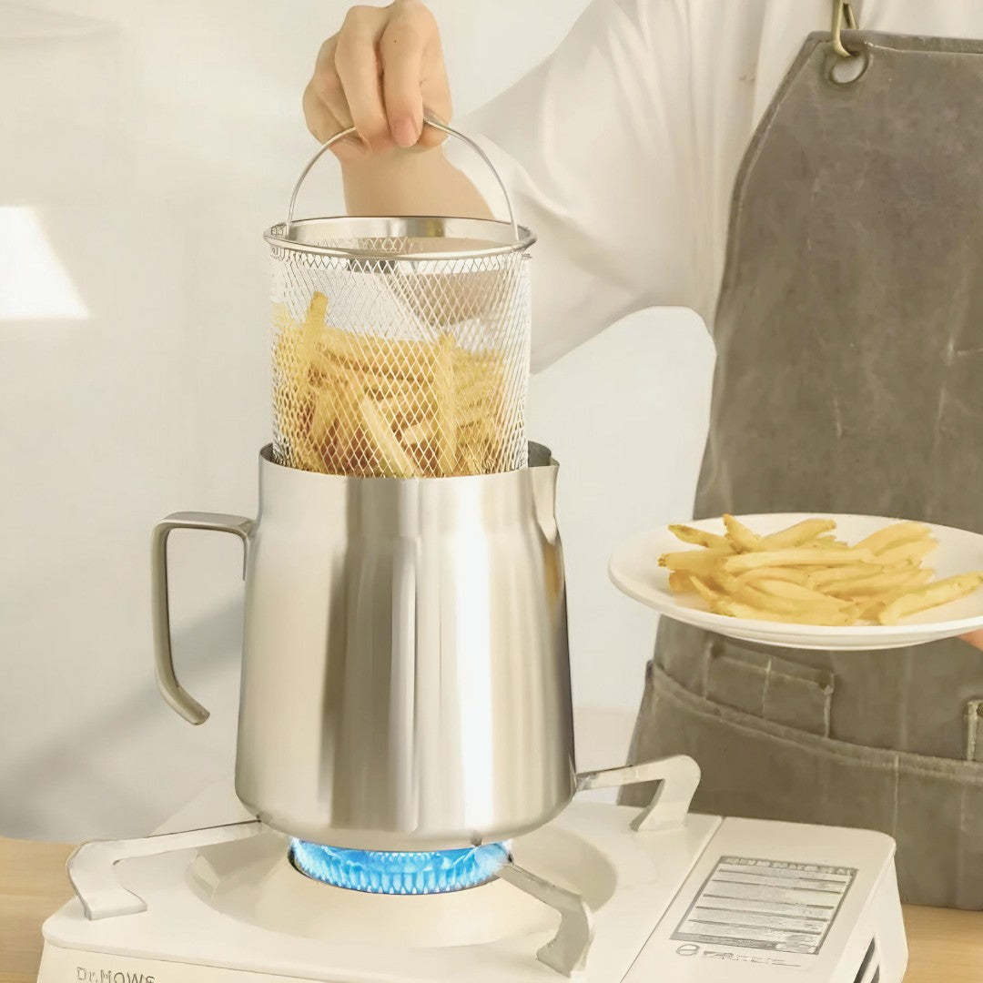 NexChef Oil Strainer and Frying Pot with Filter for Crisp Fry