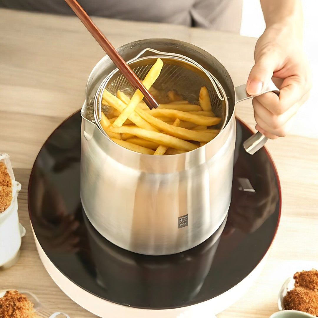 NexChef Oil Strainer and Frying Pot with Filter for Crisp Fry