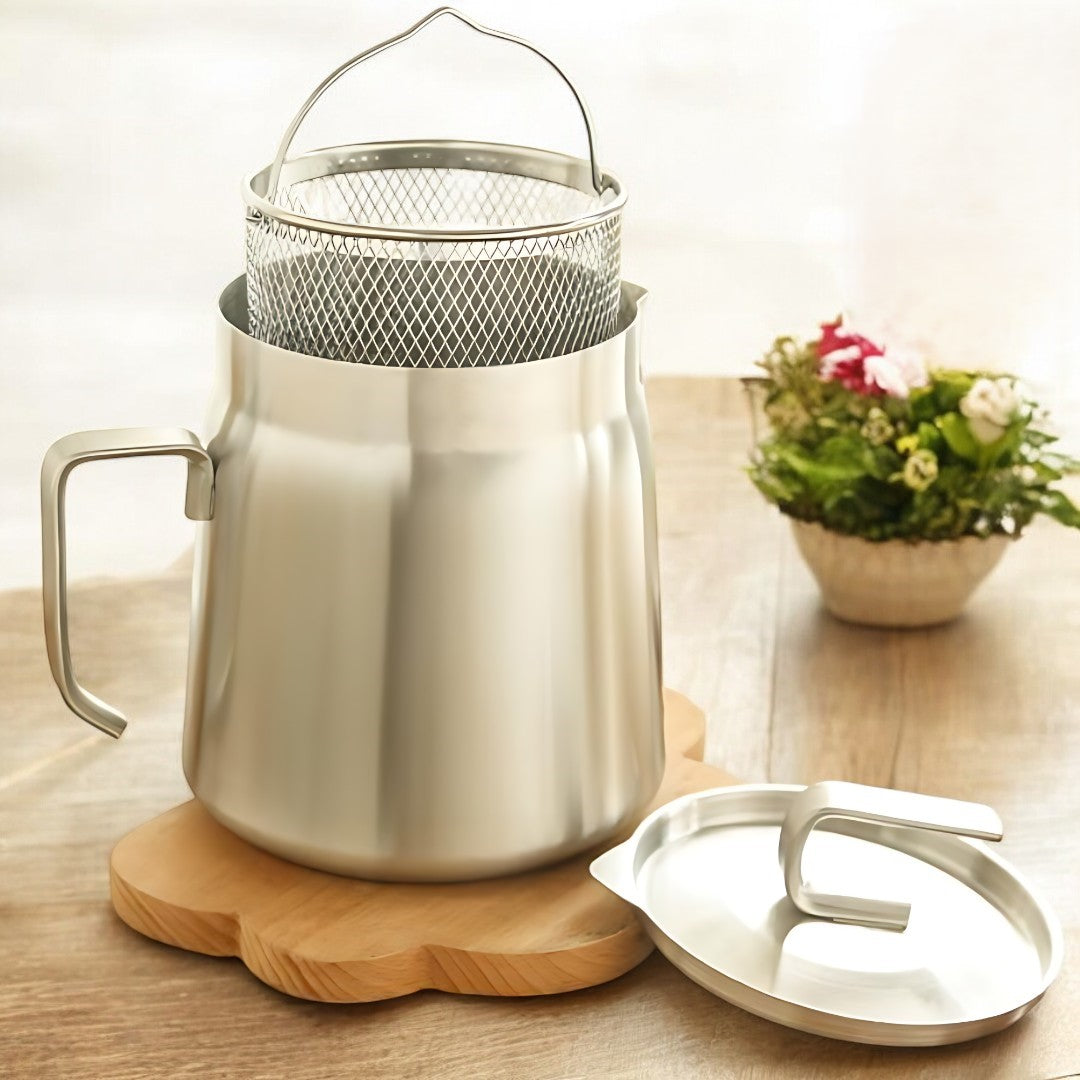 NexChef Oil Strainer and Frying Pot with Filter for Crisp Fry