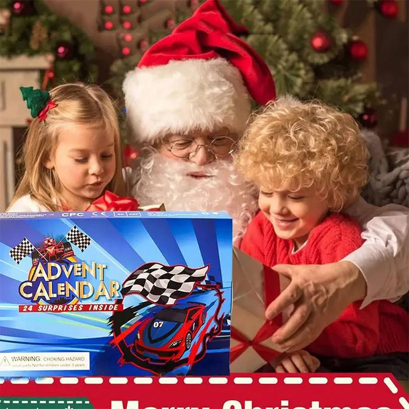 Calendario dell'Avvento TurboTrack con 24 Mini Auto da Corsa per Bambini